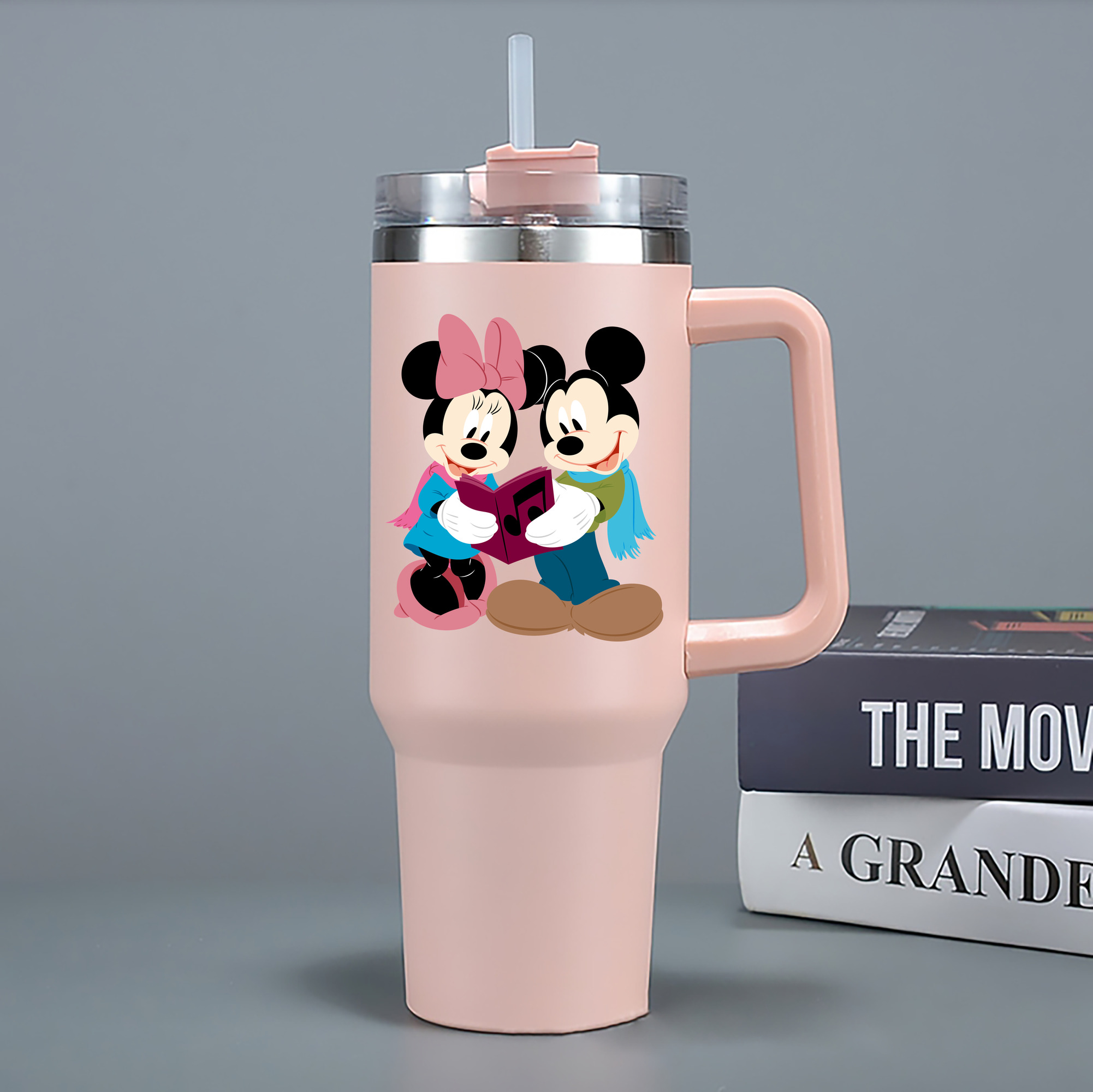 （画像用） ミッキーマウス Mickey Mouse 1200mL車用タンブラー - クリスタルステッカー（プラスチックストロー付き）